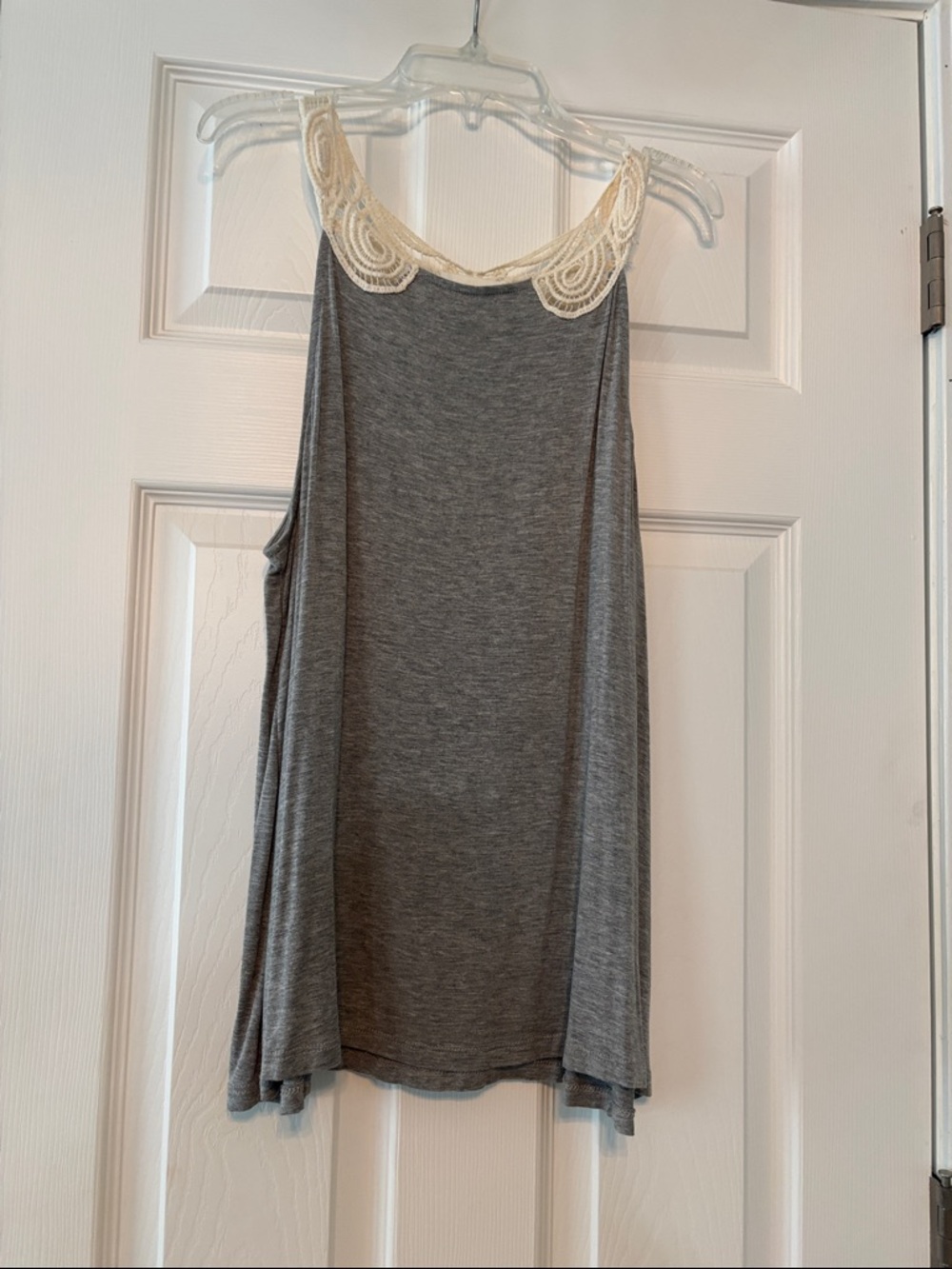 H&M Gray Tank Top with Cream Lace Yoke